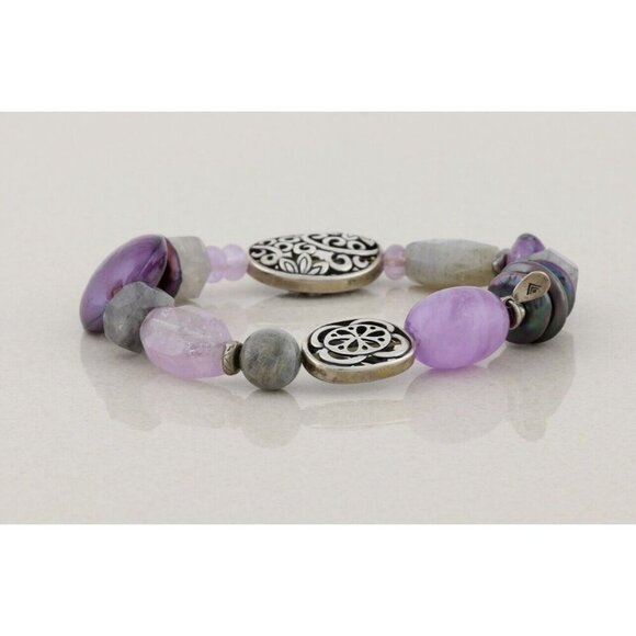 Sterling Silver Canyon Stretch Bracelet Amethyst Moonstone 7" Stretch Silpada - Picture 2 of 4